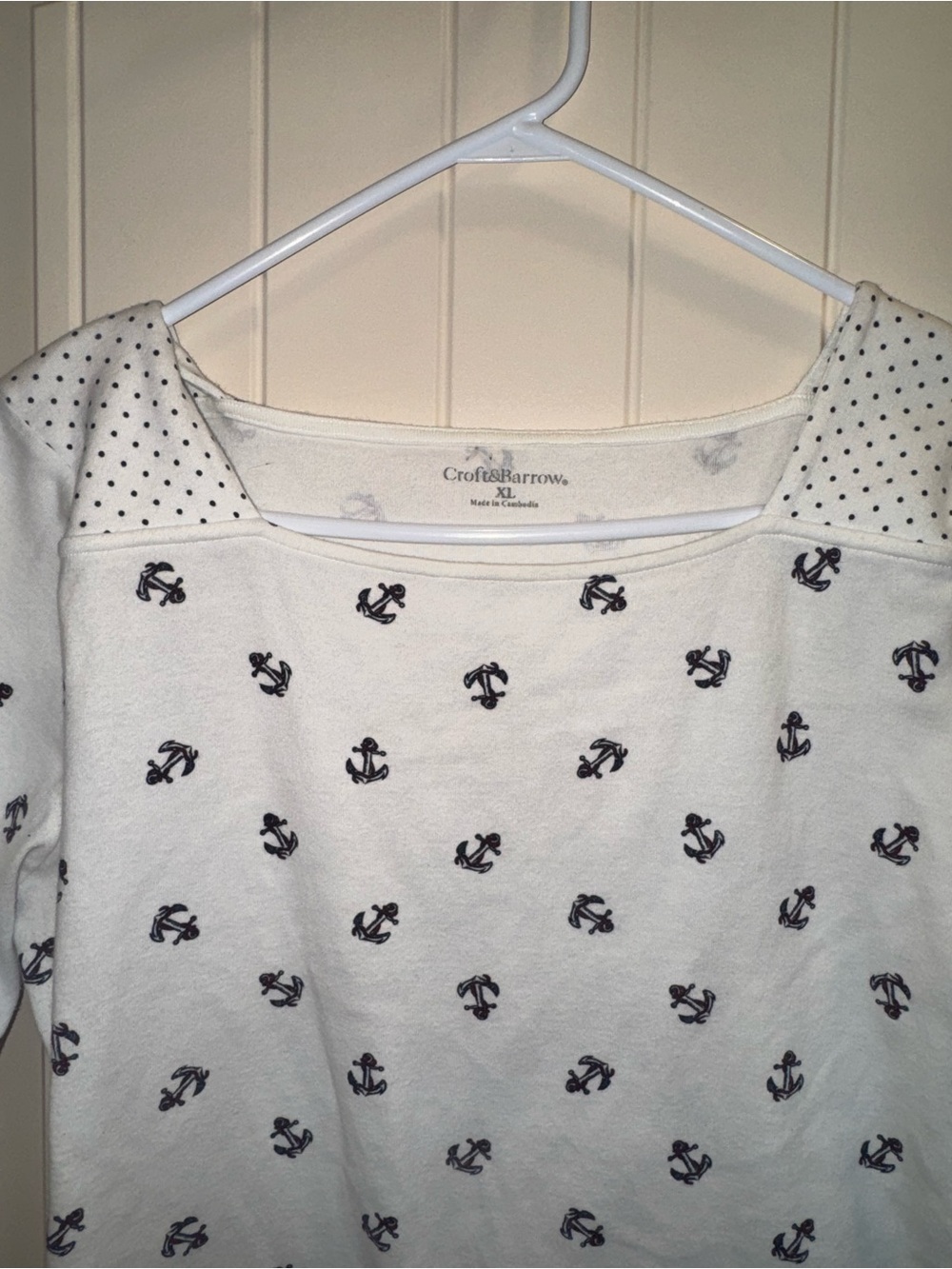 croft & barrow White Short-Sleeve Anchor Print Tee